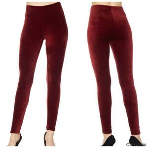 Red Solid Brushed Velour Velvet Leggings❤❤